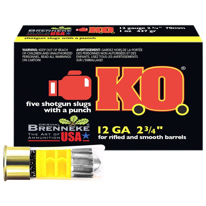 Brenneke SL122KO K.O.12Gauge 2.75" 1oz Slug Shot 5 Per Box/50 Case