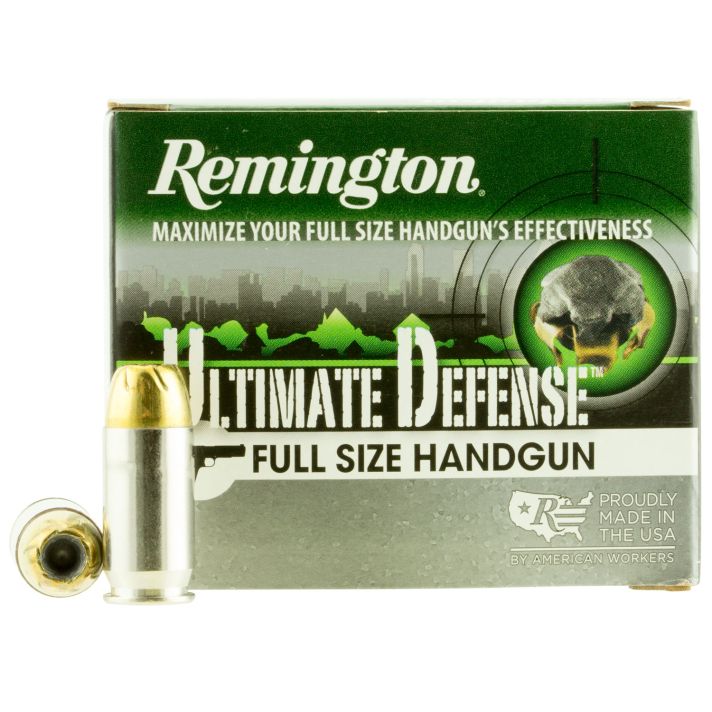 Remington Ammunition 28971 Ultimate Defense Full Size Handgun 45ACP 185gr Brass Jacketed Hollow Point 20 Per Box/25 Case