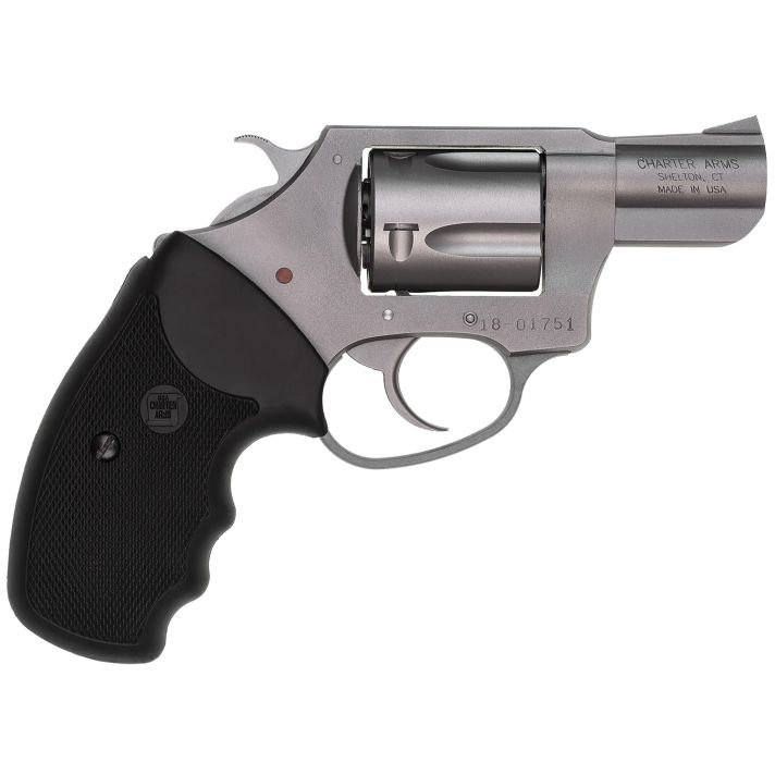 Charter Arms 73820 UndercoverSmall 38 Special, 5 Shot 2" Matte Stainless Steel Barrel & Cylinder, Aluminum Frame w/Black Finger Grooved Rubber Grip, Exposed Hammer