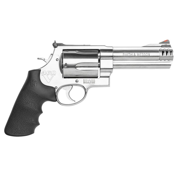 Smith & Wesson 163465 Model 460 XVR 460 S&W Mag 5" Stainless Steel Barrel & 5rd Cylinder, SatinStainless Steel X-Frame, Includes Two Rear Sights & Two Muzzle Brakes