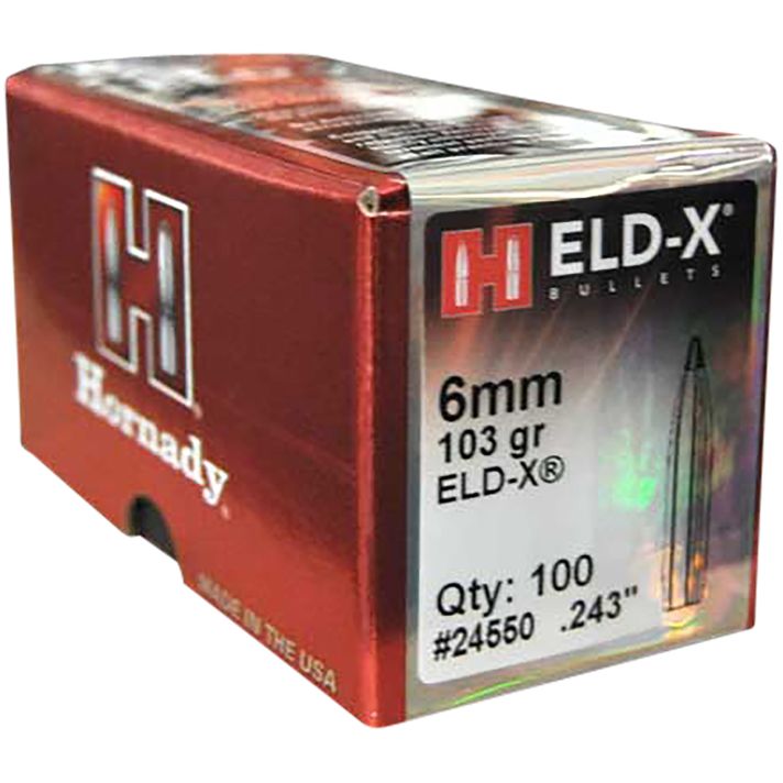 Hornady 24550 ELD-X6mm .243 103 gr Extremely Low Drag eXpanding 100 Per Box/ 25 Case