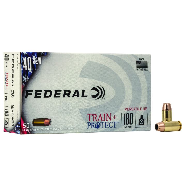 Federal TP40VHP1 Train + Protect40S&W 180gr Versatile Hollow Point 50 Per Box/10 Case