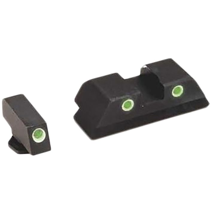 AmeriGlo GL113 Classic Tritium Sight Set for GlockGreen Tritium White Outline Front Sight-Green Tritium White Outline Rear Sight