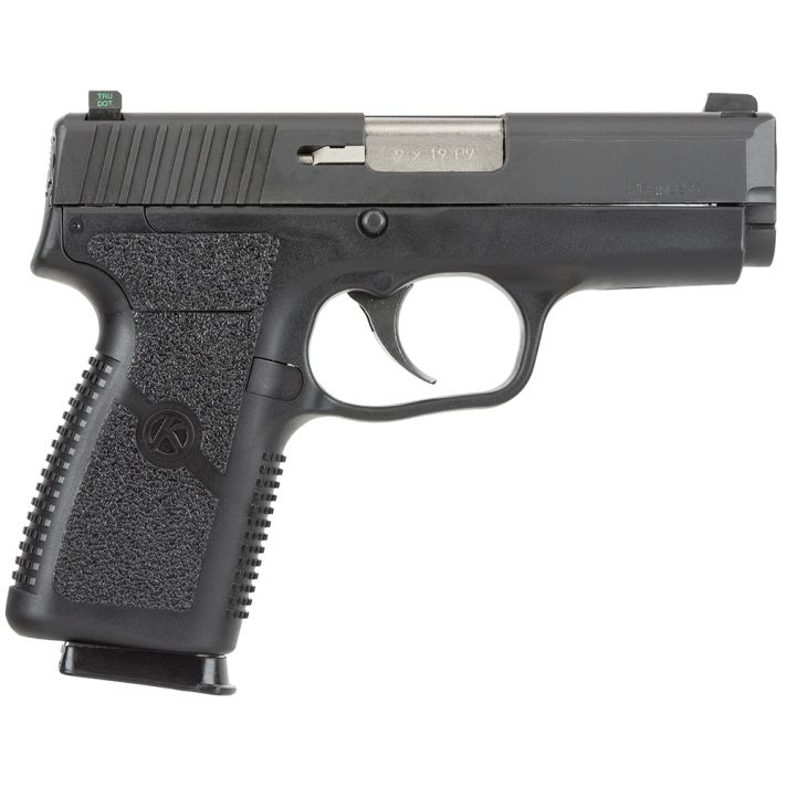 Kahr Arms KP9094N P *CA Compliant 9mm Luger Caliber with 3.60" Barrel, 7+1 Capacity, Black Finish Frame, Serrated Matte Black Stainless Steel Slide, Polymer Grip & TruGlo Night Sigts
