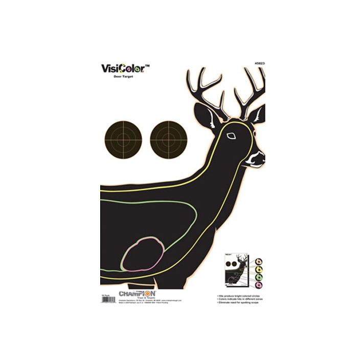 Champion Targets 45823 VisiColorDeer Paper Hanging Pistol/Rifle 13" x 18" Multi-Color Includes Pasters 10 Pack
