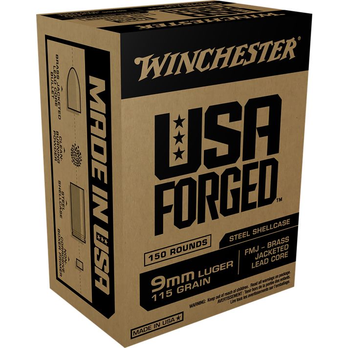 Winchester Ammo WIN9S USA Forged 9mmLuger 115gr Full Metal Jacket 150 Per Box/5 Case