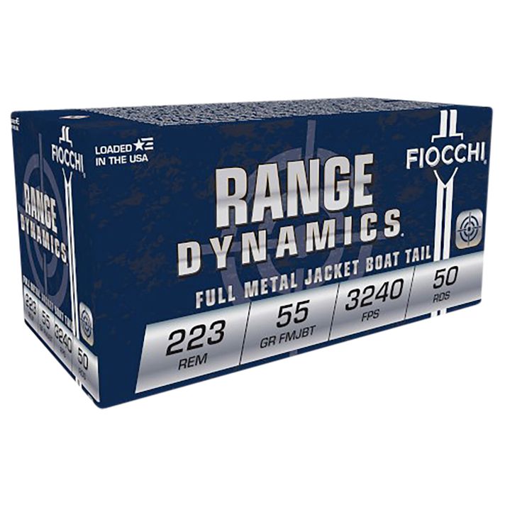 Fiocchi 223A Range Dynamics223Rem 55gr Full Metal Jacket Boat Tail 50 Per Box/20 Case