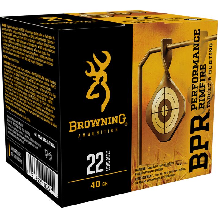Browning Ammo B194122400 BPR Performance Rimfire22LR 40gr Lead Round Nose 400 Per Box/4 Case