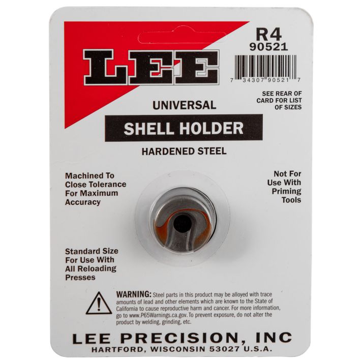 Lee Precision 90521 Shell Holder Universal Size #4R Steel Capacity 1 Casing Works With Standard Reloading Press Includes Shell Holder