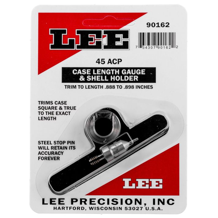 Lee Precision 90162 Case Length GaugeSilver 45 ACP Steel, Works With Cutter/Lock Stud Includes Shell Holder