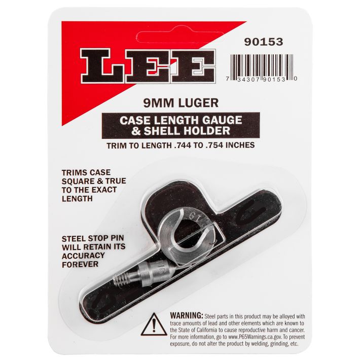 Lee Precision 90153 Case Length Gauge9mm Luger Steel Works With Cutter/Lock Stud Includes Shell Holder