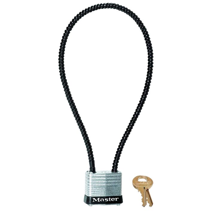 Master Lock 107DSPT Cable Lock Keyed Different Open With Key Silver Steel Firearm Fit- Universal 14"