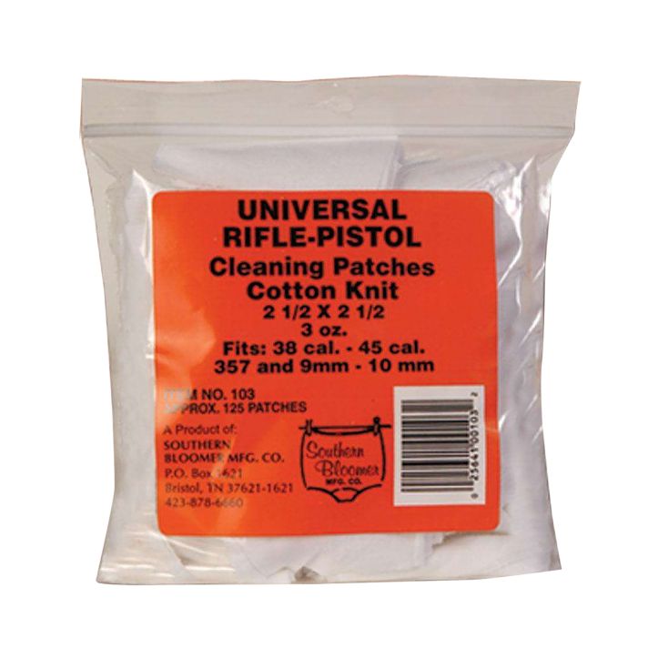 Southern Bloomer 103 Cleaning PatchesCotton 2.50" x 2.50" 130 Per Bag Rifle/Handgun