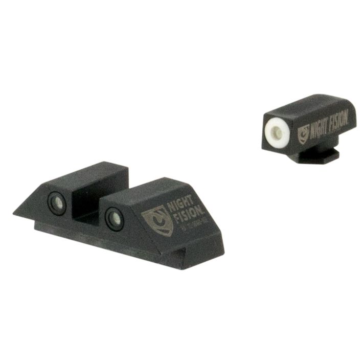 Night Fision GLK001003WGW Tritium Night Sights For GlockGreen Tritium White Outline Front Sight- Green Tritium White Outline Rear Sight Glock 17/17L/19/22