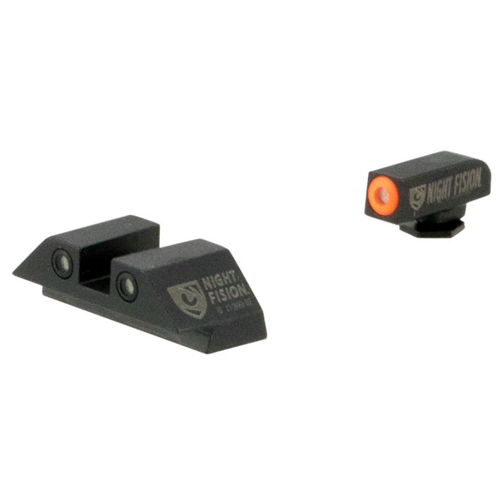 Night Fision GLK001003OGW Tritium Night Sights For GlockGreen Tritium Orange Outline Front Sight- Green Tritium White Outline Rear Sight Glock 17/17L/19/22