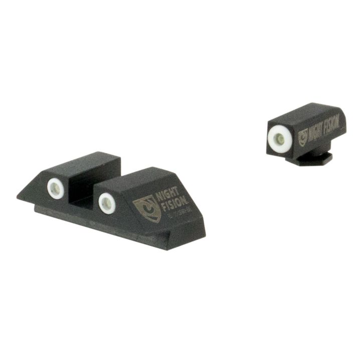 Night Fision GLK001003WGZ Tritium Night Sights For GlockGreen Tritium White Outline Front Sight- Green Tritium Black Outline Rear Sight Glock 17/17L/19/22