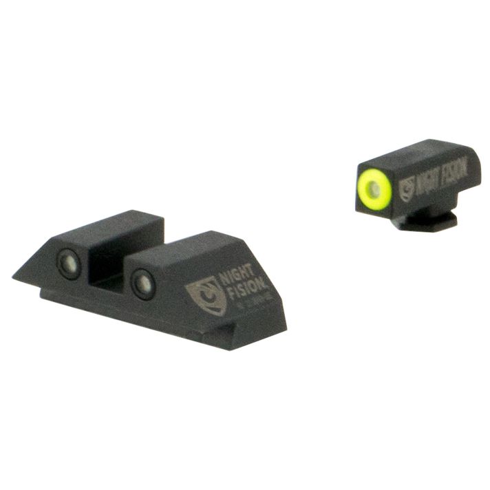Night Fision GLK001003YGZ Tritium Night Sights For GlockGreen Tritium Yellow Outline Front Sight- Green Tritium Black Outline Rear Sight Glock 17/17L/19/22
