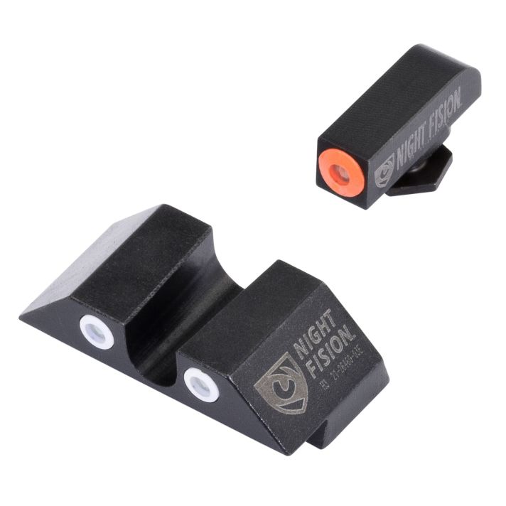 Night Fision GLK001007OGW Tritium Night Sights For GlockGreen Tritium Orange Outline Front Sight- Green Tritium White Outline Rear Sight Glock 17/17L/19/22
