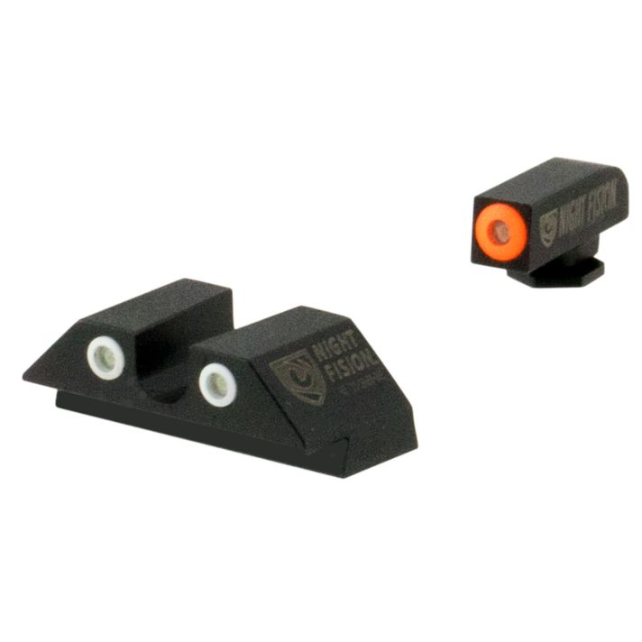 Night Fision GLK001007OGZ Tritium Night Sights For GlockGreen Tritium Orange Outline Front Sight- Green Tritium Black Outline Rear Sight Glock 17/17L/19/22