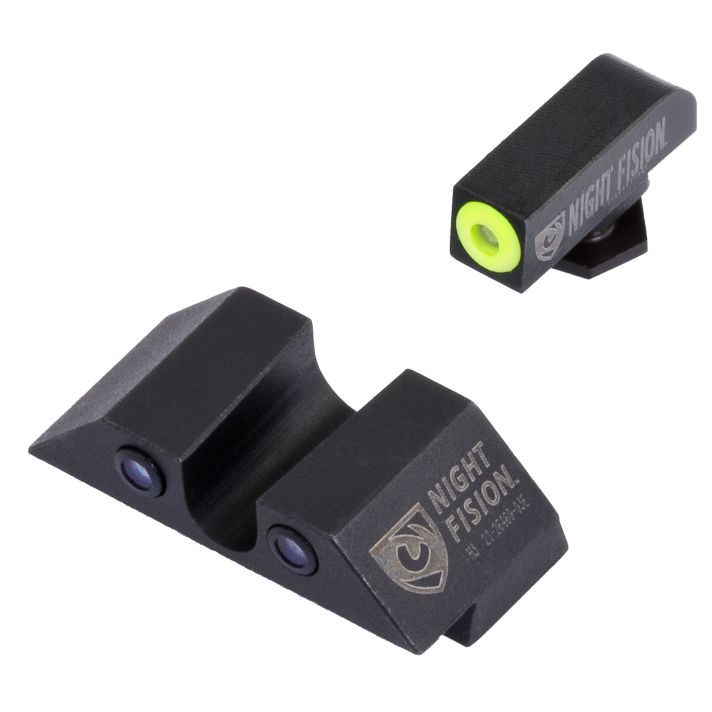 Night Fision GLK001007YGZ Tritium Night Sights For GlockGreen Tritium Yellow Outline Front Sight- Green Tritium Black Outline Rear Sight Glock 17/17L/19/22
