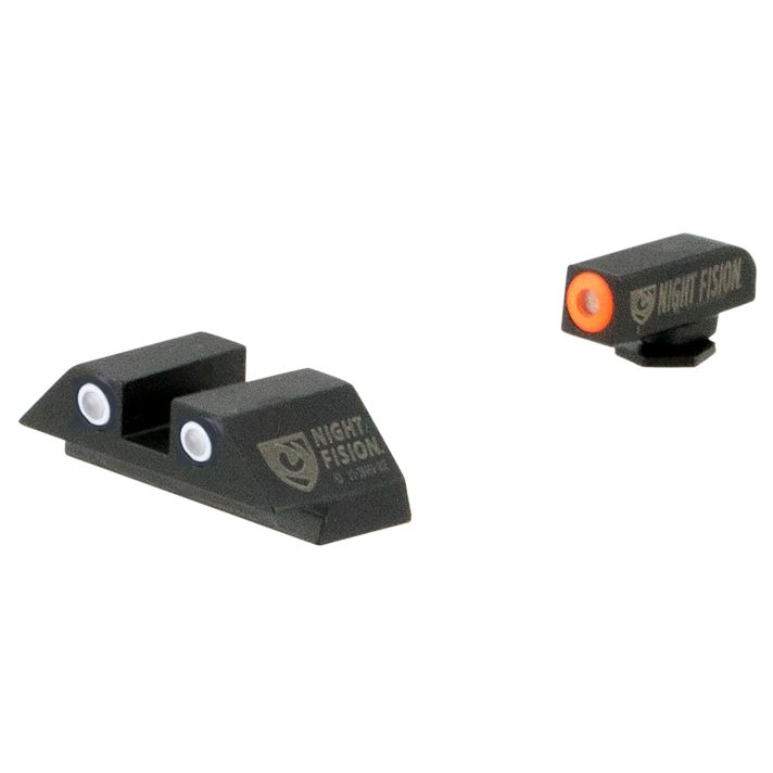 Night Fision GLK003003OGW Tritium Night Sights For GlockGreen Tritium Orange Outline Front Sight- Green Tritium White Outline Rear Sight Glock 42/43/43X
