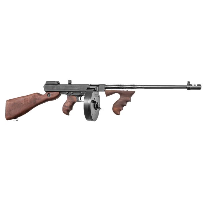 Thompson T150D 1927A-1 Deluxe 45 ACP Caliber with 16.50" Barrel, 20+1 Capacity (Stick), 50+1 Capacity (Drum), Blued Metal Finish, American Walnut Stock Wood Grip Right Hand