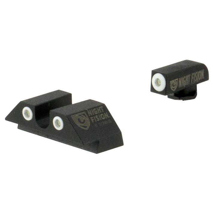 Night Fision GLK003007WGW Tritium Night Sights For GlockGreen Tritium White Outline Front Sight- Green Tritium White Outline Rear Sight Glock 42/43/43X