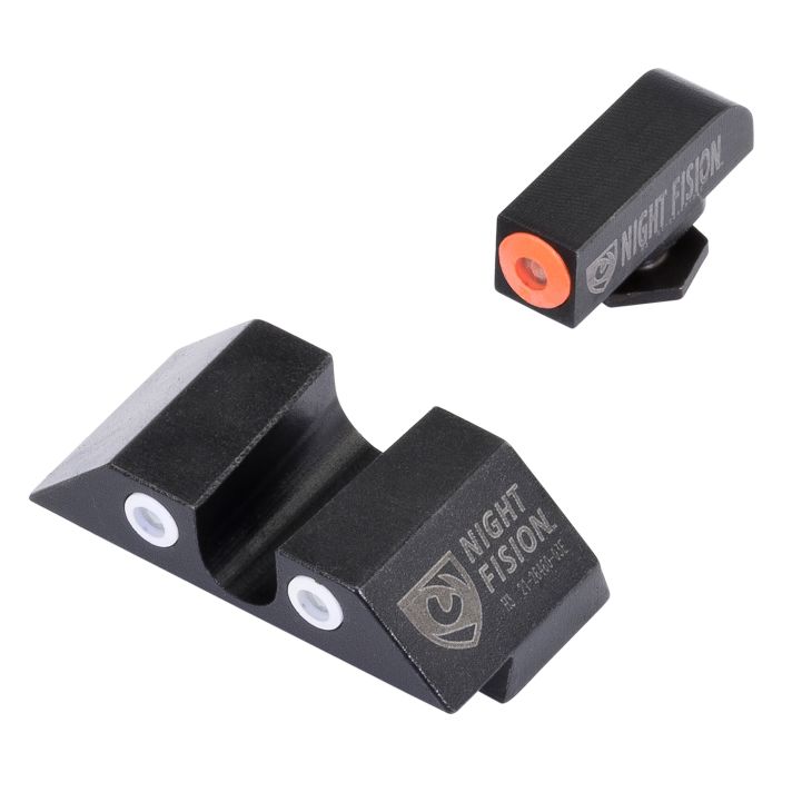 Night Fision GLK003007OGW Tritium Night Sights For GlockGreen Tritium Orange Outline Front Sight- Green Tritium White Outline Rear Sight Glock 42/43/43X