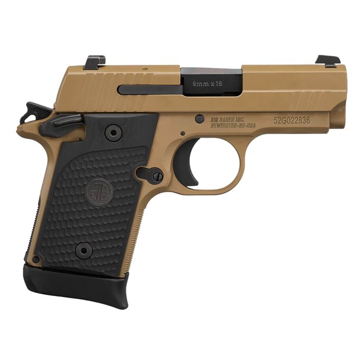 Sig Sauer 9389ESCPNAMBI P938 Micro-Compact Emperor Scorpion 9mm Luger 3.50" 6+1 & 7+1 Flat Dark Earth PVD Flat Dark Earth Stainless Steel Black Hogue G10 Piranha Grip