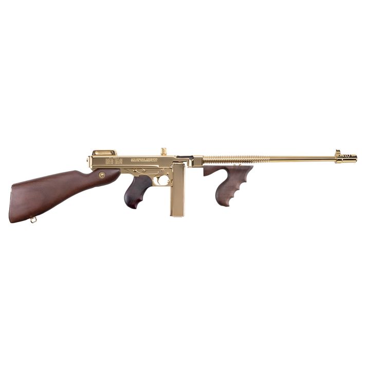 Thompson T150DTG 1927A-1 Deluxe 45 ACP Caliber with 16.50" Barrel, 20+1 Capacity (Stick), 50+1 Capacity (Drum), Titanium Gold Metal Finish, American Walnut Stock Wood Grip Right Hand