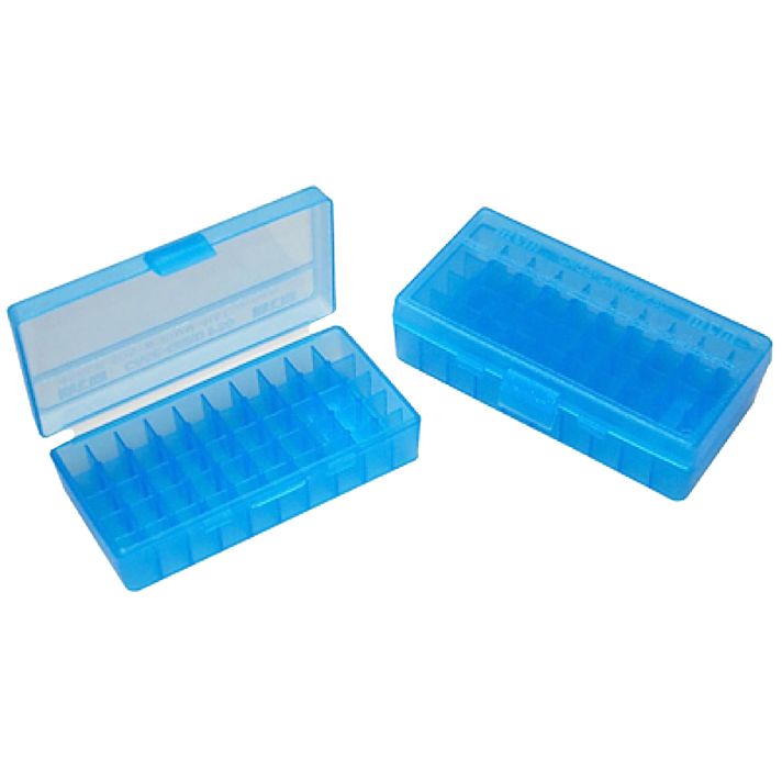 MTM Case-Gard P503824 Ammo Box Flip-Top Multi Caliber Handgun Clear Blue Polypropylene 50rd