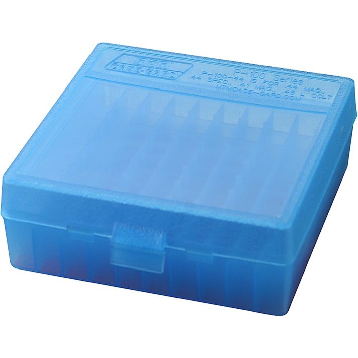 MTM Case-Gard P1004424 Case-Gard P-100 Multi-Caliber Handgun Clear Blue Polypropylene 100rd