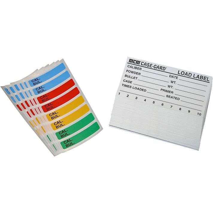MTM Case-Gard LL1 Universal Reloading LabelsMulti-Caliber Adhesive Paper 50 Load Labels & 48 Small Color Coded Labels