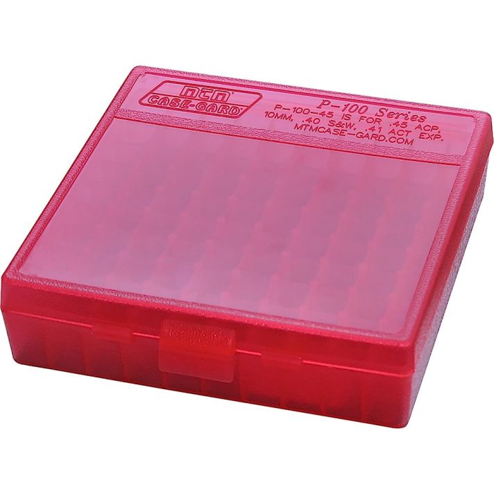 MTM Case-Gard P1004529 Ammo Box Flip-Top Multi Caliber Clear Red Polypropylene 100rd