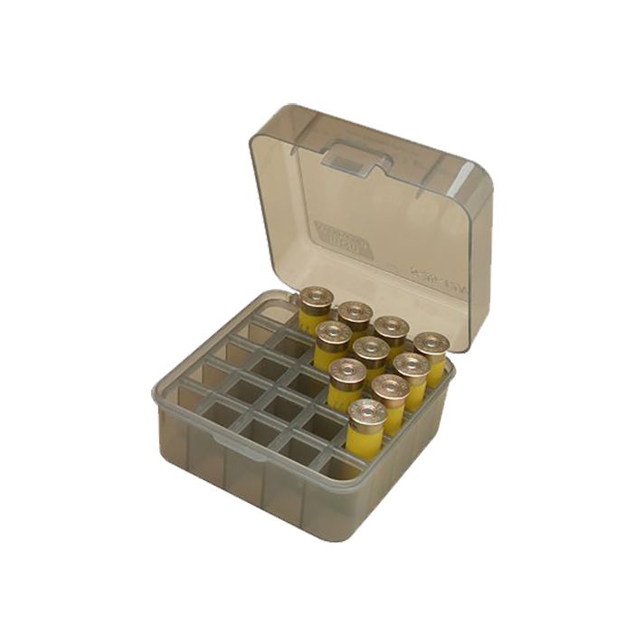 MTM Case-Gard S25D41 Shotshell Box Flip-Top Multi Gauge Shotgun Clear Smoke Polypropylene 25rd