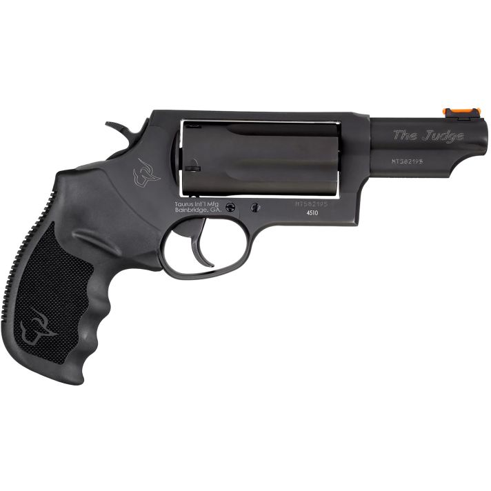 Taurus 2-441031MAG Judge Magnum Compact 45 Colt (Long Colt)/410 Gauge 5 Shot 3" Matte Black Oxide Steel Barrel, Cylinder & Frame, Black Ribber Grip, Transfer Bar Safety, Exposed Hammer