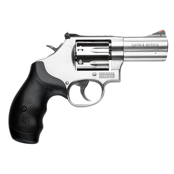 Smith & Wesson 164300 M686 PlusL-Frame 38 S&W Spl +P/357 Mag 7rd, 3" Satin Stainless Steel Barrel, Cylinder & Frame, Black Finger Groove Grip