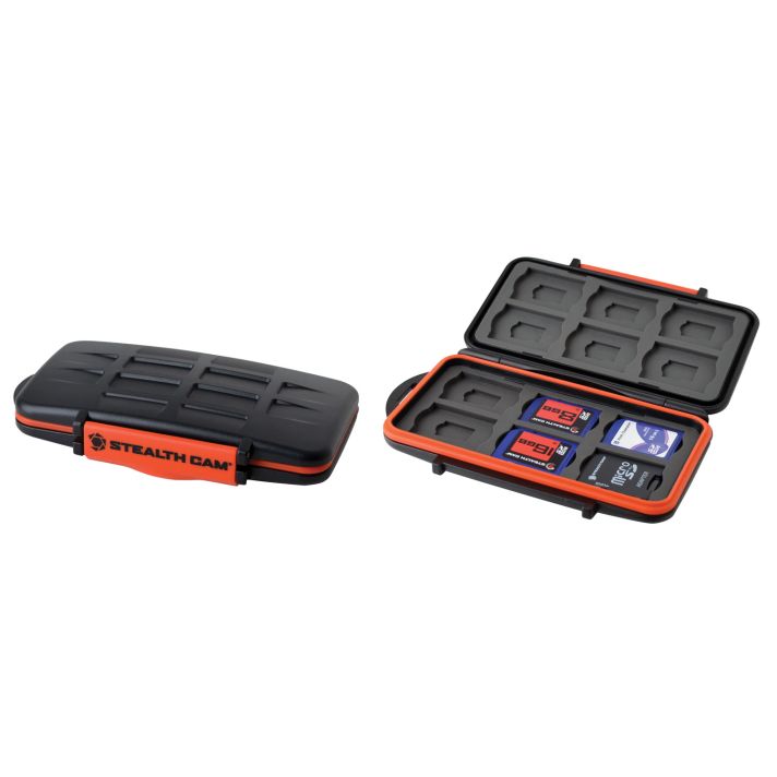 Stealth Cam STCMCSC Memory Card Storage CaseBlack/Red Black/Orange Polycarbonate Includes 12 Full Sized SD Cards