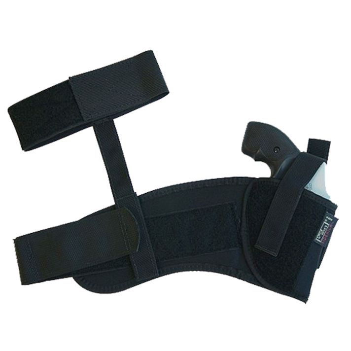 Uncle Mike's 88201 Ankle Holster Ankle Size 0 Black Kodra Nylon Velcro Fits Sm Frame 5rd Revolver w/Hammer Spur Fits 2