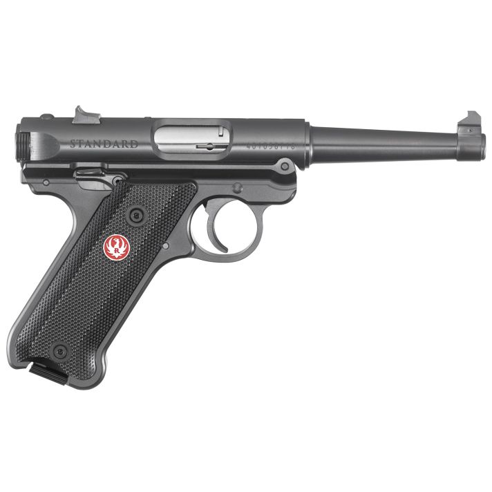 Ruger 40104 Mark IV22 LR 10+1 4.75" Satin Stainless Tapered Barrel, Blued Steel Slide & Aluminum Frame, Checkered Synthetic Grip