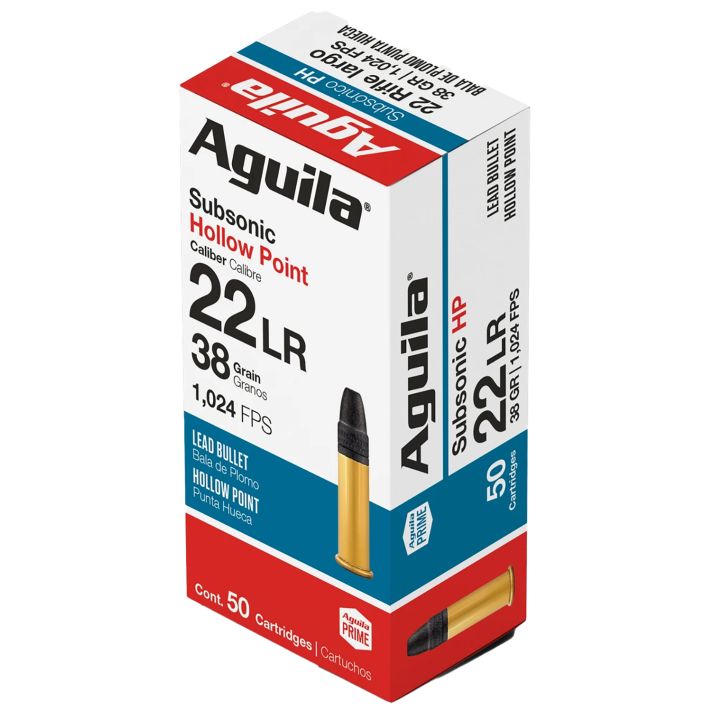 Aguila 1B220268 Subsonic Rimfire 22LR 38gr Hollow Point 50 Per Box/20 Case