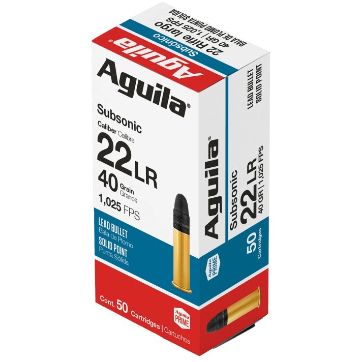 Aguila 1B220269 Subsonic Rimfire 22LR 40gr Lead Solid Point 50 Per Box/20 Case