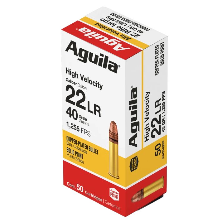 Aguila 1B220328 Super Extra Rimfire 22LR 40gr Copper Plated Solid Point 50 Per Box/40 Case