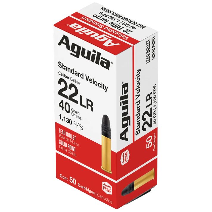Aguila 1B220332 Standard Rimfire 22LR 40gr Lead Solid Point 50 Per Box/40 Case