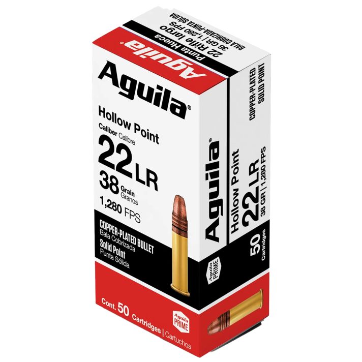 Aguila 1B220335 Super Extra Rimfire 22LR 38gr Copper Plated Hollow Point 50 Per Box/40 Case