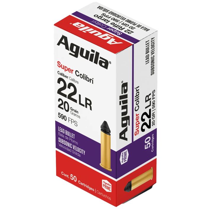 Aguila 1B220339 Super Colibri Rimfire 22LR 20gr Subsonic Lead 50 Per Box/20 Case