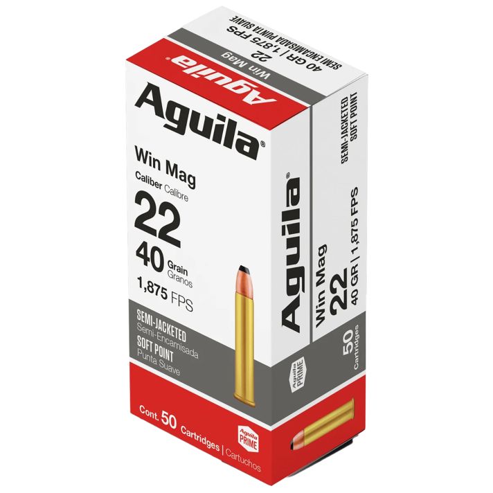 Aguila 1B222401 Silver Eagle Rimfire 22WMR 40gr Semi Jacketed Soft Point 50 Per Box/20 Case