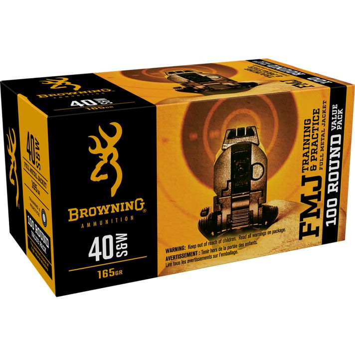 Browning Ammo B191800404 FMJ Value Pack 40S&W 165gr Full Metal Jacket 100 Per Box/5 Case