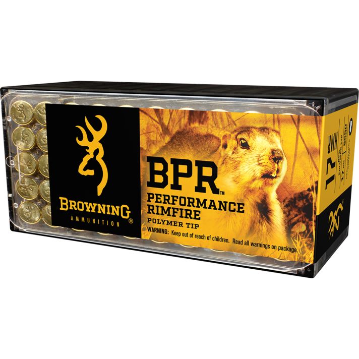 Browning Ammo B195117050 BPR Performance Rimfire17HMR 17gr Polymer Tip 50 Per Box/20 Case