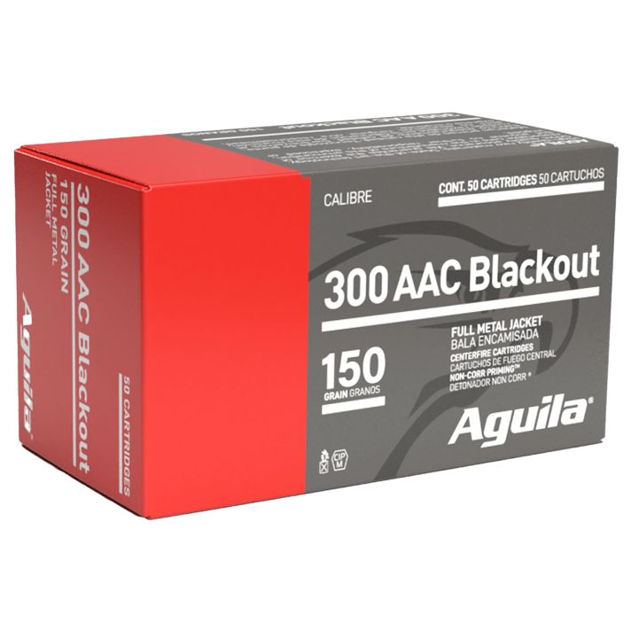 Aguila 1E300110 Target & Range Rifle 300Blackout 150gr Full Metal Jacket Boat Tail 50 Per Box/20 Case